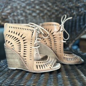 Jeffrey Campbell Tan Lace-Up Wedges
